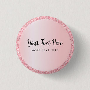 Bóton Redondo 2.54cm Nome de Texto Personalizado Rosa Dourado Largura P