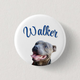 Bóton Redondo 2.54cm Nome de Walker com Staffy Bull Terrier,