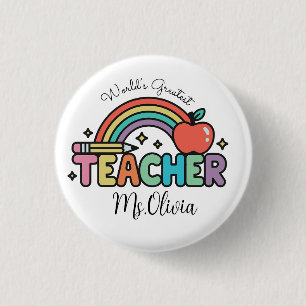 Bóton Redondo 2.54cm Nome do Professor Personalizado Melhor Professor