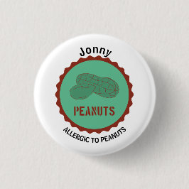 Bóton Redondo 2.54cm Nome editável do alerta de alergia de amendoim