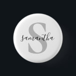 Bóton Redondo 2.54cm Nome inicial do Monograma Personalizado<br><div class="desc">Botão Nome inicial do Monograma Personalizado</div>