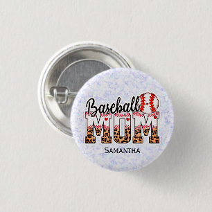 Bóton Redondo 2.54cm Nome personalizado Baseball Mãe DIA DE AS MÃES
