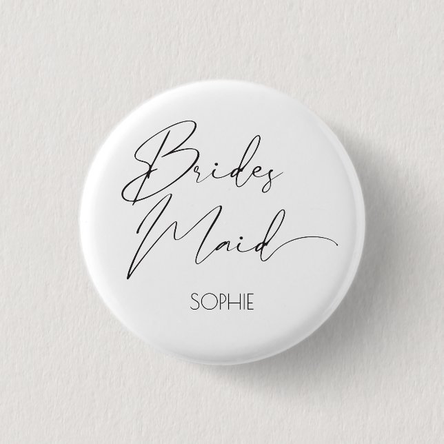 Bóton Redondo 2.54cm Nome Personalizado de Bridesmaid de Script Simples (Frente)