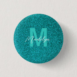 Bóton Redondo 2.54cm Nome Personalizado Glitter verde elegante