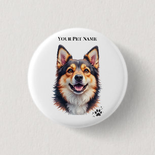 Bóton Redondo 2.54cm Nome Simples Moderno de Pet & Design Personalizado