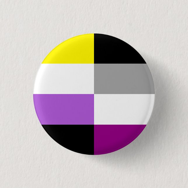 Bóton Redondo 2.54cm Nonbinary Asexual Dual Pride Flag (Frente)
