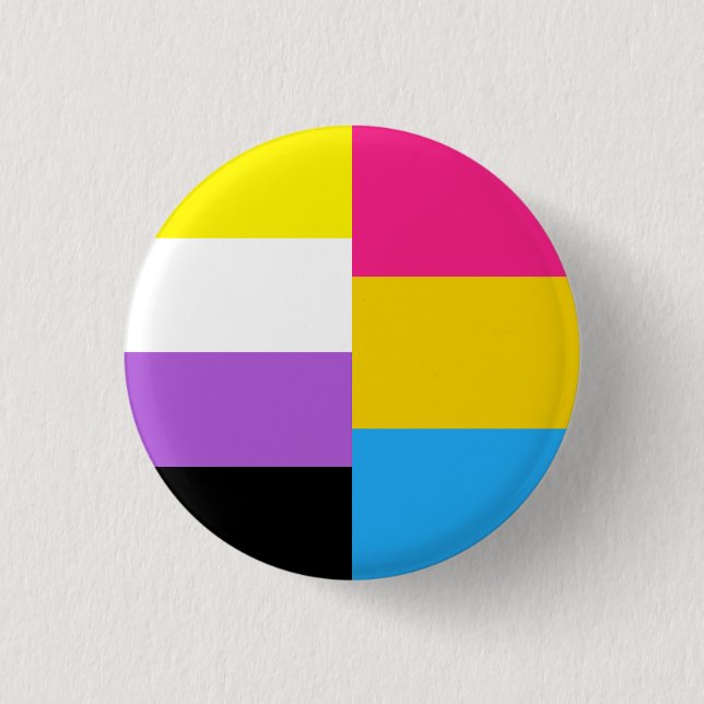 Bóton Redondo 2.54cm Nonbinary Pansexual Dual Pride Flag (Frente)