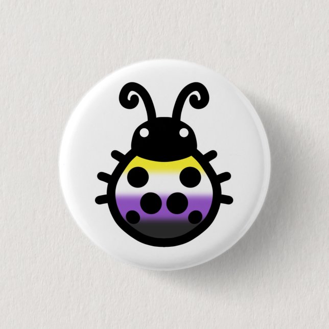 Bóton Redondo 2.54cm Nonbinary Pride Ladybug Pin Badge (Frente)