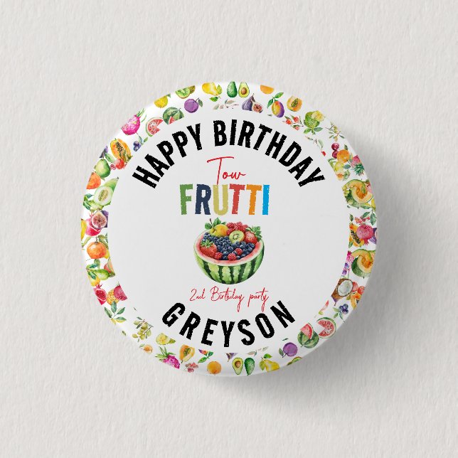 Bóton Redondo 2.54cm Nossa festinha de segundo aniversário (Frente)