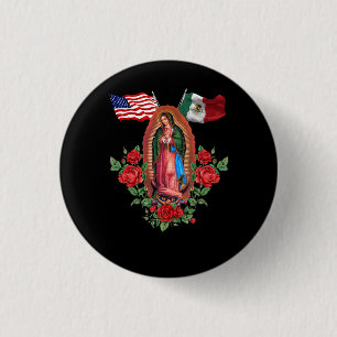 Bóton Redondo 2.54cm Nossa Senhora Virgen De Guadalupe Bandeira Mexican