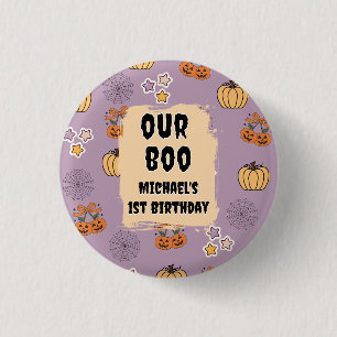 Bóton Redondo 2.54cm Nosso Pequeno primeiro aniversario Halloween Obrig