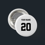 Bóton Redondo 2.54cm Número e nome personalizados preto e branco<br><div class="desc">Este é um produto projetado com um número específico nele. O número pode representar várias coisas, como um número de camisa de atleta favorito, uma data ou ano especial, um número de sorte ou um número de aniversário. Esse produto é frequentemente popular entre fãs esportivos, entusiastas da malhação e qualquer...</div>