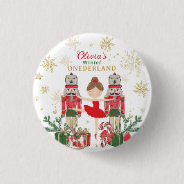 Bóton Redondo 2.54cm Nutcracker Inverno Onederland 1º Aniversário Verme