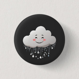 Bóton Redondo 2.54cm nuvem com gotas de chuva