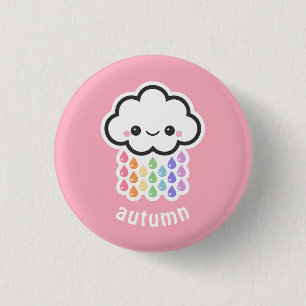 Bóton Redondo 2.54cm Nuvem de Chuva do Pastel Rainbow