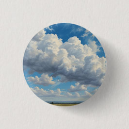Bóton Redondo 2.54cm Nuvens brancas e céu azul limpo