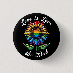 Bóton Redondo 2.54cm O Amor É Amar O Arco-Íris LGBT+ Gay Lésbica P