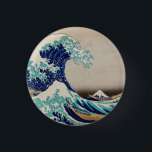 Bóton Redondo 2.54cm O Excelente Hokusai desceu de Kanagawa. Vintage ja<br><div class="desc">Katsushika Hokusai botão "A onda do Excelente de Kanagawa". Ilustração do japão Vintage.</div>