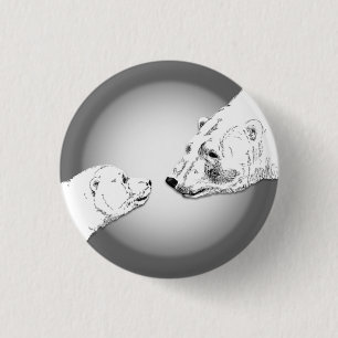 Bóton Redondo 2.54cm O urso polar & Cub abotoam o botão da arte dos