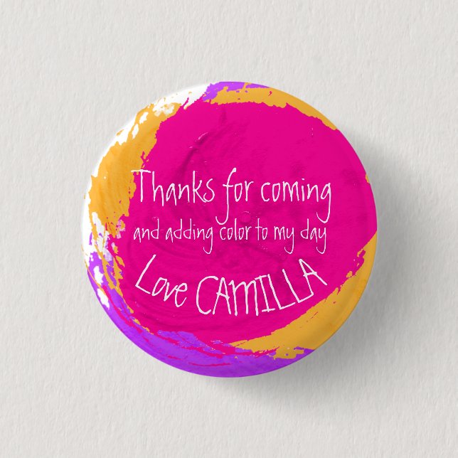 Bóton Redondo 2.54cm Obrigado de pintura de festas de arte que você nom (Frente)