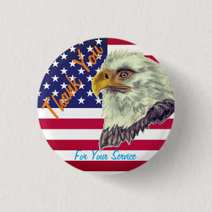 Bóton Redondo 2.54cm Obrigado Pelo Botão De Pino De Serviço