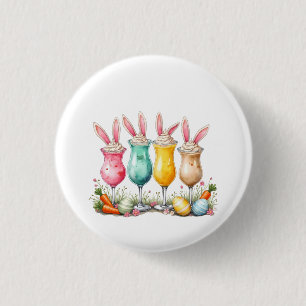 Bóton Redondo 2.54cm Óculos de latas de páscoa com ouvidos coelhos