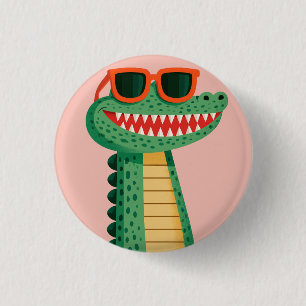 Bóton Redondo 2.54cm Óculos de sol de crocodilo engraçados, animal de d