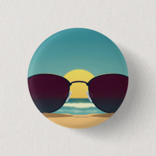 Bóton Redondo 2.54cm Óculos de Sol Retro de Praia e Sol