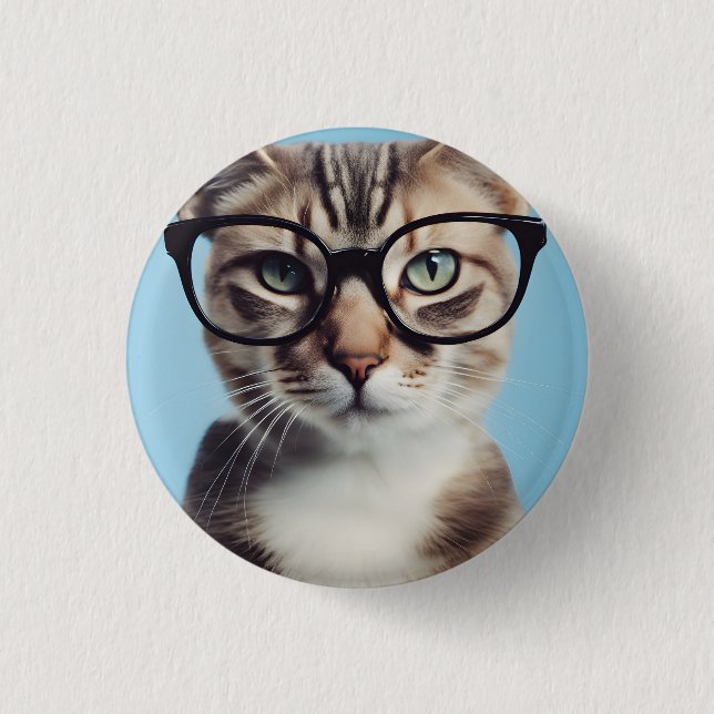 Bóton Redondo 2.54cm Óculos de Visto de Gatos (Frente)