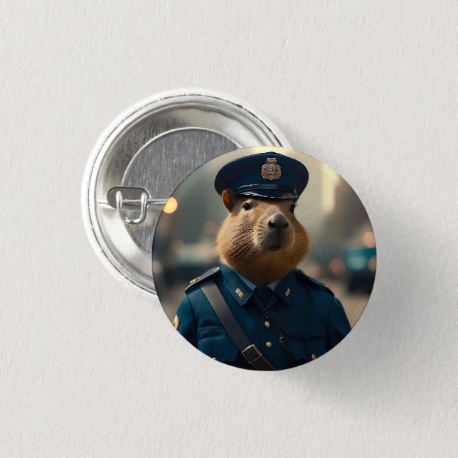 Bóton Redondo 2.54cm "Oficial Capy: O Calmo e o Policial Recolhido" (Frente & Verso)