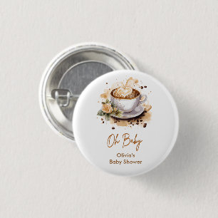 Bóton Redondo 2.54cm Oh Baby Um Bebê Está Cozinhando Chá de Bebê Café M