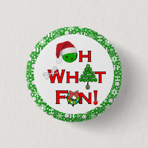 Bóton Redondo 2.54cm Oh, que festa de Natal divertida do Pickleball Gre