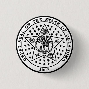 Bóton Redondo 2.54cm Oklahoma State Seal (preto e branco)