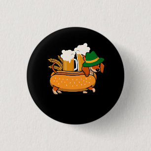 Bóton Redondo 2.54cm Oktoberfest Pretzel Dachshund Wiener Hotdog Alemão