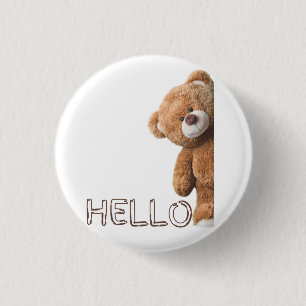 Bóton Redondo 2.54cm Olá, Cute Brown Teddy Bear