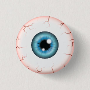 Bóton Redondo 2.54cm Olho azul ensanguentado de Halloween