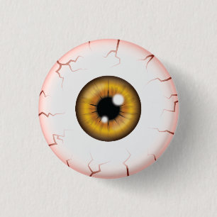 Bóton Redondo 2.54cm Olho Marrom Ensanguentado de Halloween