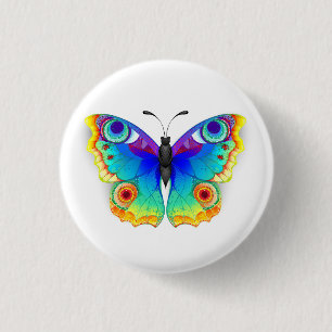 Bóton Redondo 2.54cm Olho Peacock da Borboleta Arco-Íris