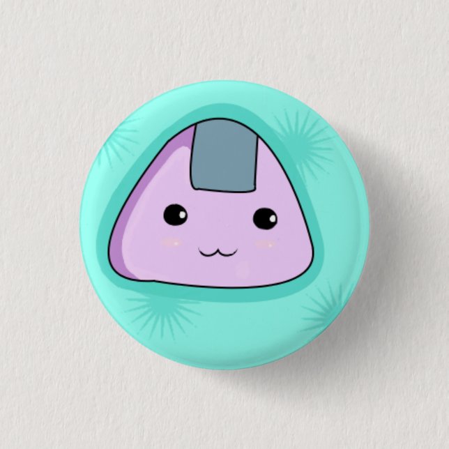Bóton Redondo 2.54cm Onigiri - botão azul (Frente)