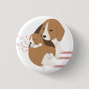 Bóton Redondo 2.54cm Óptica de Beagle Mãe e Bebê