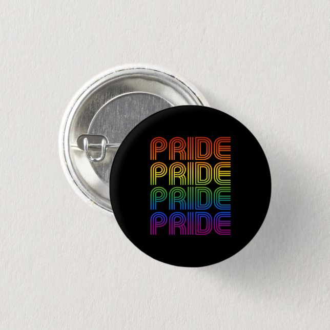 Bóton Redondo 2.54cm Orgulho Arco-íris Retrô (Frente & Verso)