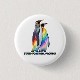 Bóton Redondo 2.54cm Orgulho do Pingüim Arco-íris Fica Junto
