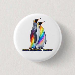 Bóton Redondo 2.54cm Orgulho do Pingüim Arco-íris Fica Junto
