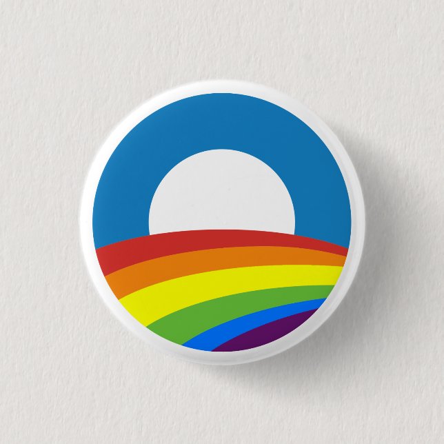Bóton Redondo 2.54cm Orgulho gay Rainbow Obama 2012 (Frente)