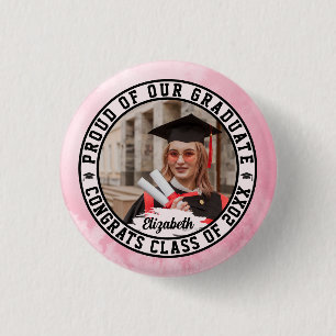 Bóton Redondo 2.54cm Orgulhoso de nosso Graduado Foto de Formatura Fash