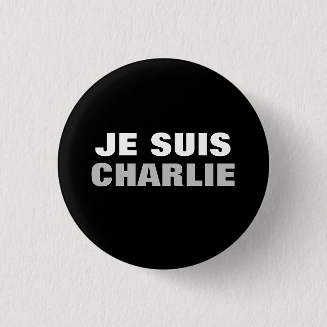 Bóton Redondo 2.54cm Ósmio de Je Suis Charlie (Frente)
