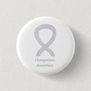 Bóton Redondo 2.54cm Osteoporose Conscientização Fita Branca Art Pin Pe