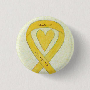 Bóton Redondo 2.54cm Osteosarcoma Alavanca Amarelo Fita Coração