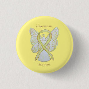 Bóton Redondo 2.54cm Osteosarcoma Atenção Amarela Fita Angel Pin