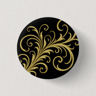 Bóton Redondo 2.54cm Ouro Caligrafia Ornamental